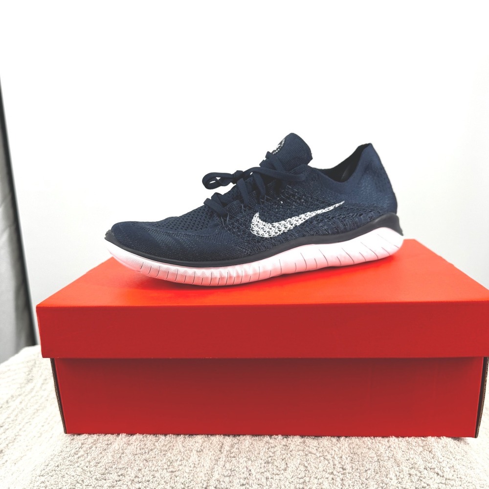 Nike Free RN Flyknit 2018 Mens Running Shoes College Navy White 942838-400 10.5